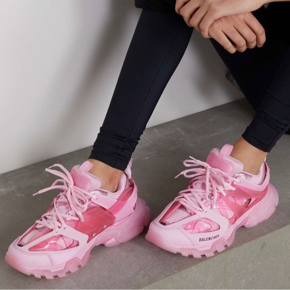 Balenciaga Track Clearsole Logo-Detailed Sneakers in Pink, Size 37 New +Dust Bag - Picture 1 of 17